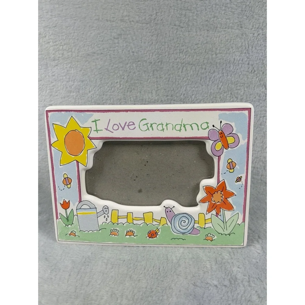 Papel I Love Grandma Ceramic Picture Frame Garden Cottagecore Gift 7x5